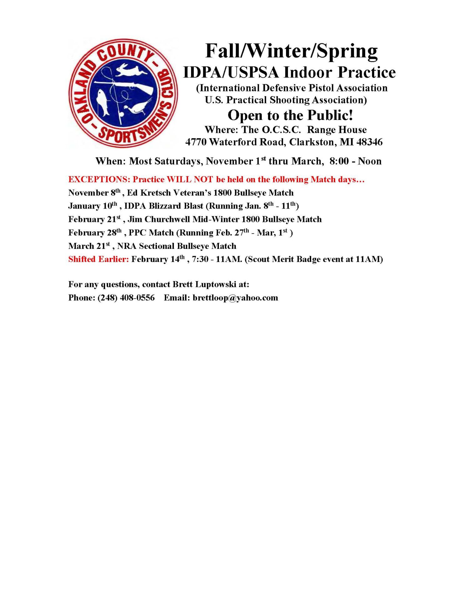 IDPA Practice Revised - Moved to 8:00 AM