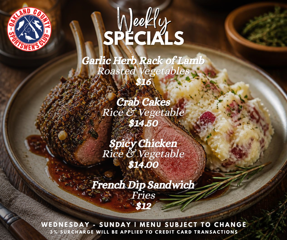 Weekly Specials at OCSC Bar and Kitchen July 29