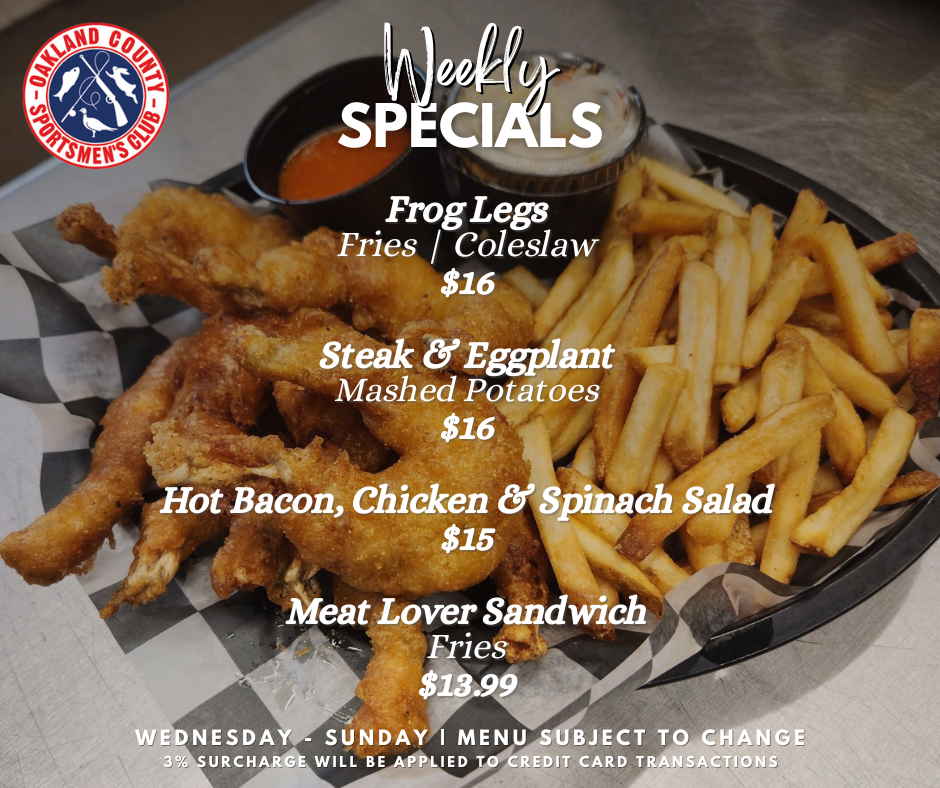 August 26 Weekly Specials at OCSC